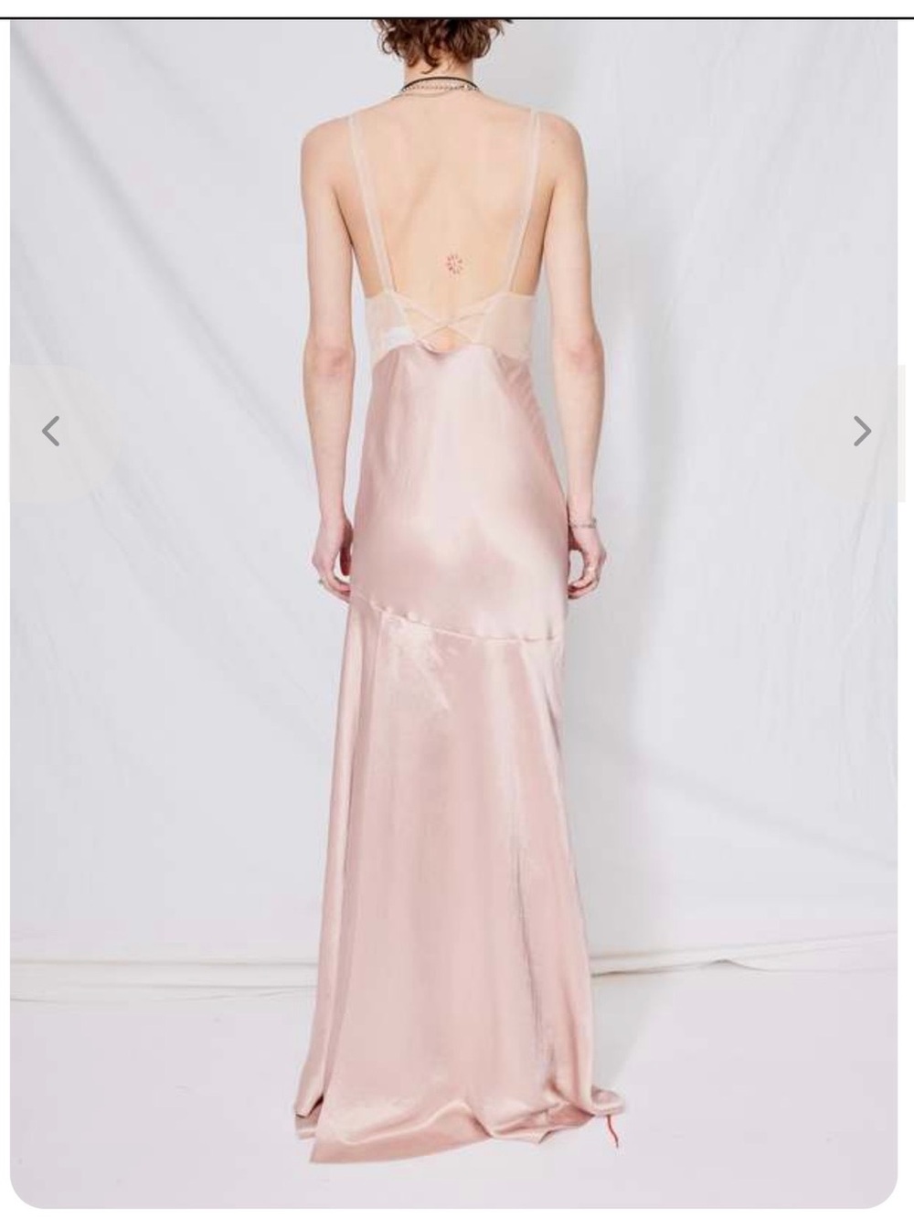 Collina Strada Satin Maxi Slip Dress in Blush Pink
